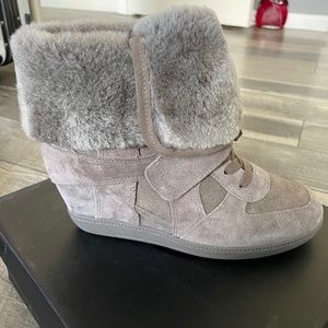 Ash Brand Suede taupe wedge sneaker